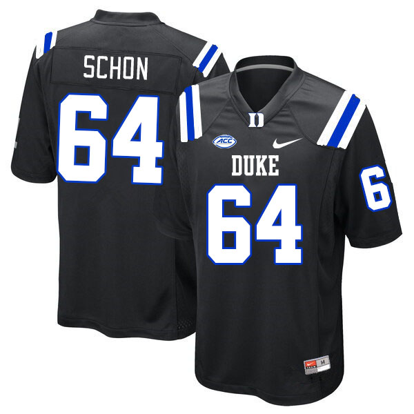 Men #64 Eric Schon Duke Blue Devils College Football Jerseys Stitched-Black